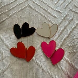 Bundle of 4 HUGE cute heart studs